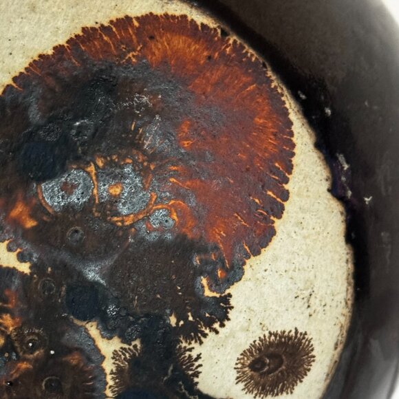 Studio Art Pottery Vase 8" Orb Sphere Shaped Brown Glazed Vtg RARE - Picture 5 of 16